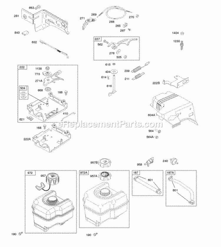 Controls Fuel Supply Governor Spring Diagram and Parts List for 212312-0100-E9  Briggs and Stratton Engine